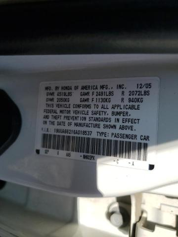2006 Acura 3.2tl მანქანა იყიდება აუქციონზე, vin: 19UUA66216A018537, აუქციონის ნომერი: 68281355