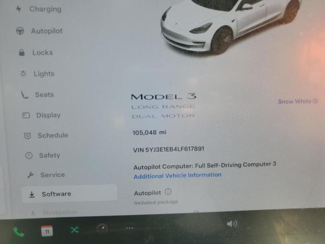 2020 Tesla Model 3 მანქანა იყიდება აუქციონზე, vin: 5YJ3E1EB4LF617891, აუქციონის ნომერი: 67403155