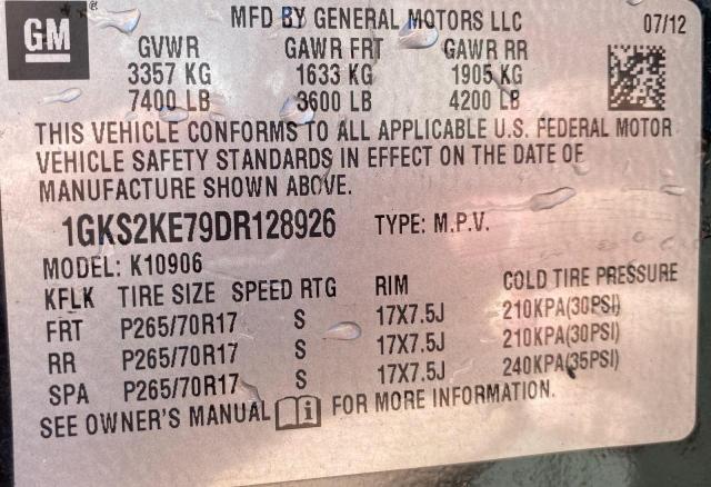 70401355 :رقم المزاد ، 1GKS2KE79DR128926 vin ، 2013 Gmc Yukon Xl K مزاد بيع