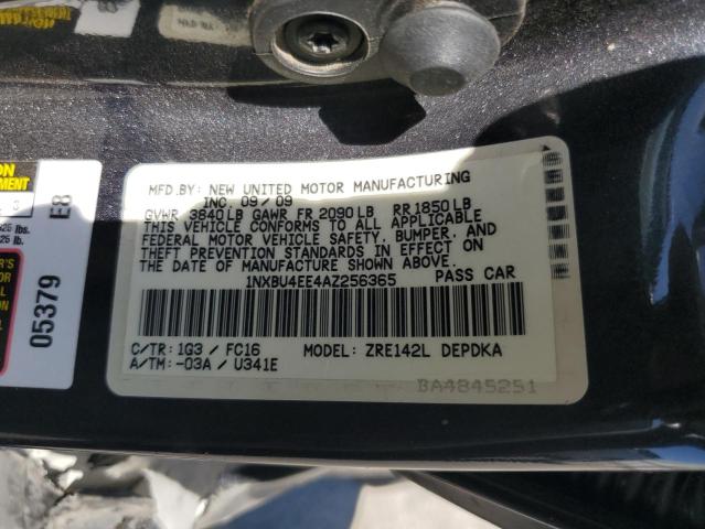2010 Toyota Corolla Base მანქანა იყიდება აუქციონზე, vin: 1NXBU4EE4AZ256365, აუქციონის ნომერი: 67119685