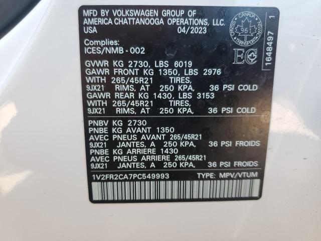 Aukcja sprzedaży 2023 Volkswagen Atlas, vin: 1V2FR2CA7PC549993, numer aukcji: 67004735