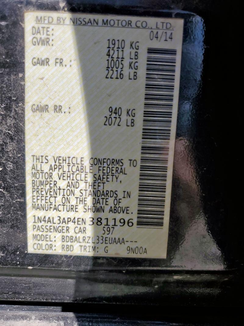 Aukcja sprzedaży 2014 Nissan Altima, vin: 1N4AL3AP4EN381196, numer aukcji: 68453575