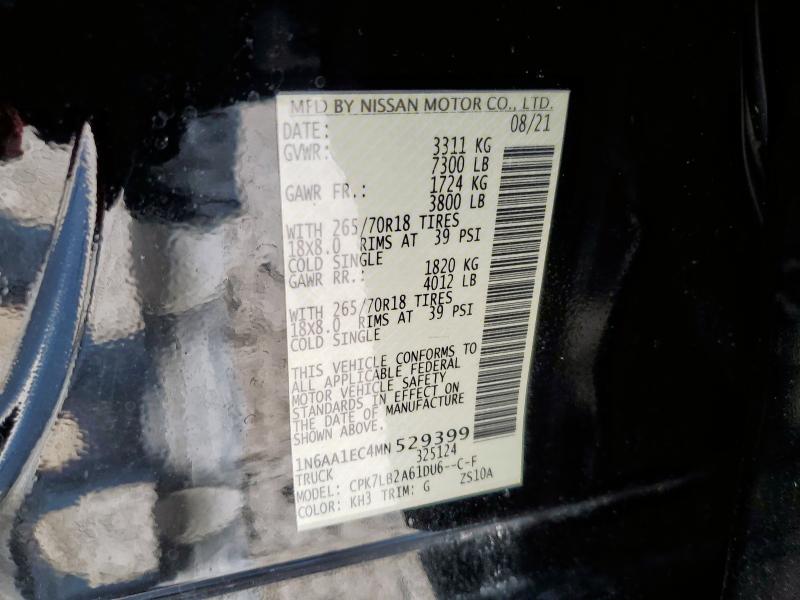 2021 Nissan Titan S მანქანა იყიდება აუქციონზე, vin: 1N6AA1EC4MN529399, აუქციონის ნომერი: 70278655