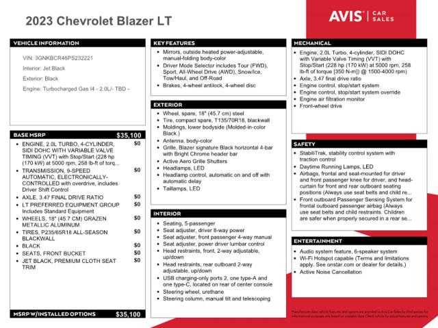 74072545 :رقم المزاد ، 3GNKBCR46PS232221 vin ، 2023 Chevrolet Blazer 2lt مزاد بيع