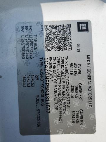 Aukcja sprzedaży 2019 Chevrolet Express G3, vin: 1GAZGNFP5K1311577, numer aukcji: 67138765