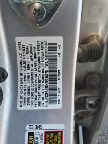 67615365 :رقم المزاد ، 19XFA155X9E016275 vin ، 2009 Honda Civic Lx مزاد بيع