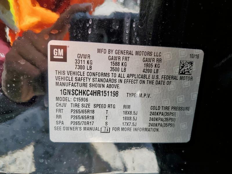 Продажа на аукционе авто 2017 Chevrolet Suburban C, vin: 1GNSCHKC4HR151198, номер лота: 70877455