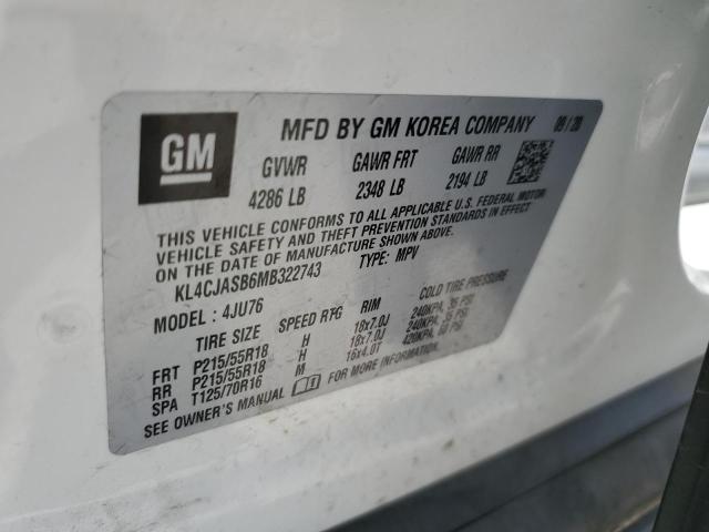 2021 Buick Encore Preferred მანქანა იყიდება აუქციონზე, vin: KL4CJASB6MB322743, აუქციონის ნომერი: 70483395