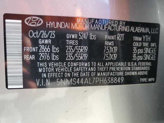 Aukcja sprzedaży 2023 Hyundai Santa Fe L, vin: 5NMS44AL7PH638849, numer aukcji: 68615765