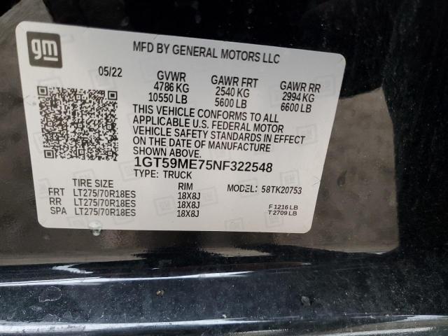 2022 Gmc Sierra მანქანა იყიდება აუქციონზე, vin: 1GT59ME75NF322548, აუქციონის ნომერი: 70744985