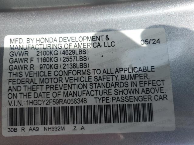 Продажа на аукционе авто 2024 Honda Accord Hyb, vin: 1HGCY2F59RA066348, номер лота: 67507205