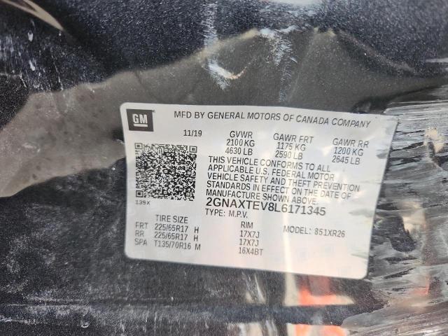 69291745 :رقم المزاد ، 2GNAXTEV8L6171345 vin ، 2020 Chevrolet Equinox مزاد بيع
