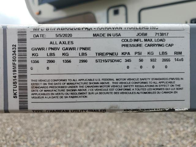 Продаж на аукціоні авто 2021 Karavan Unknown, vin: 5KTUS1419MF503432, номер лоту: 69690755
