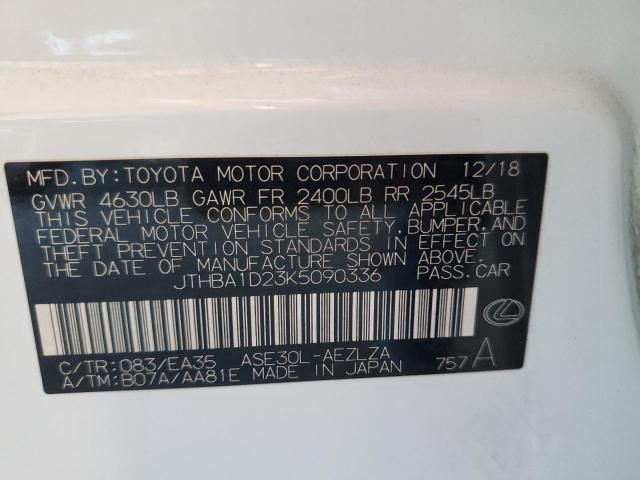 67302995 :رقم المزاد ، JTHBA1D23K5090336 vin ، 2019 Lexus Is 300 مزاد بيع