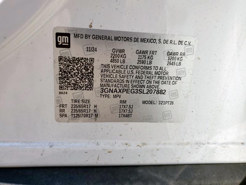 67767125 :رقم المزاد ، 3GNAXPEG3SL207882 vin ، 2025 Chevrolet Equinox مزاد بيع
