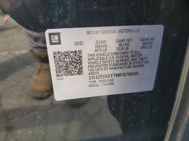 Продаж на аукціоні авто 2021 Chevrolet Malibu Lt, vin: 1G1ZD5ST7MF075645, номер лоту: 69353635