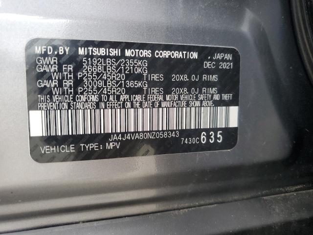 Продаж на аукціоні авто 2022 Mitsubishi Outlander, vin: JA4J4VA80NZ058343, номер лоту: 69558585
