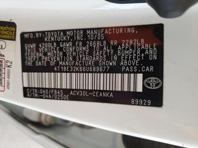 Продажа на аукционе авто 2006 Toyota Camry, vin: 4T1BE32K66U689677, номер лота: 68656105