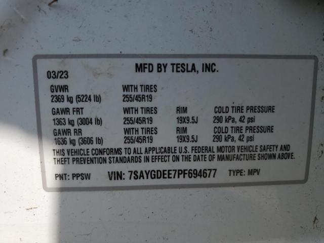 Aukcja sprzedaży 2023 Tesla Model Y, vin: 7SAYGDEE7PF694677, numer aukcji: 67743655