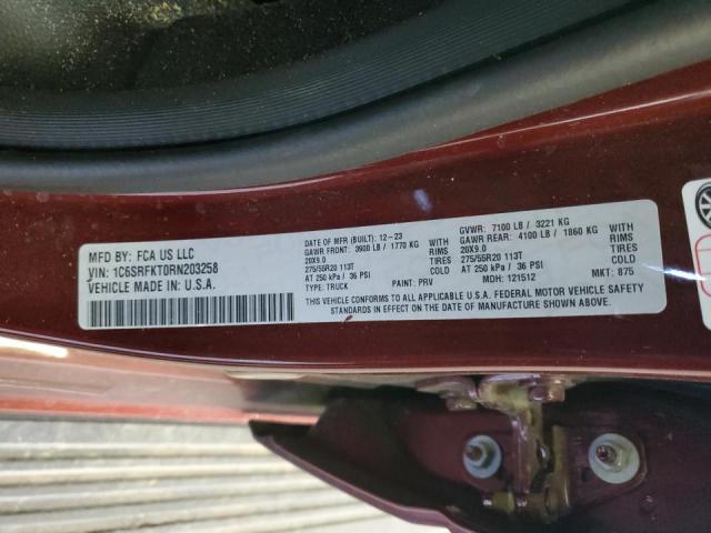 Продажа на аукционе авто 2024 Ram 1500, vin: 1C6SRFKT0RN203258, номер лота: 67828525