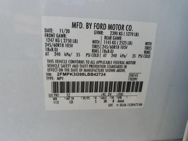 Aukcja sprzedaży 2020 Ford Edge Se, vin: 2FMPK3G98LBB42724, numer aukcji: 67940645
