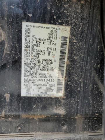69306675 :رقم المزاد ، 5N3AA08C58N913452 vin ، 2008 Infiniti Qx56 مزاد بيع