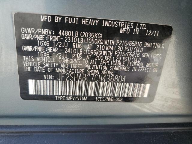 Aukcja sprzedaży 2012 Subaru Forester, vin: JF2SHABC7CH436804, numer aukcji: 68299665