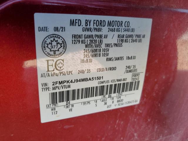 Продажа на аукционе авто 2021 Ford Edge Sel, vin: 2FMPK4J94MBA51501, номер лота: 69443725