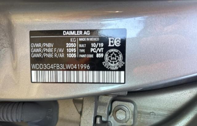 69372385 :رقم المزاد ، WDD3G4FB3LW041996 vin ، 2020 Mercedes-benz A 220 4mat مزاد بيع