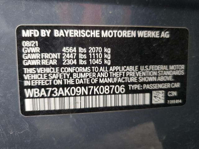 70288325 :رقم المزاد ، WBA73AK09N7K08706 vin ، 2022 Bmw 228xi مزاد بيع