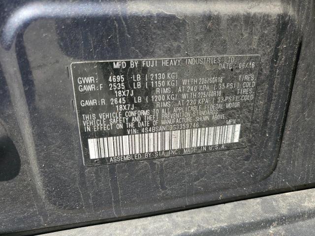 Aukcja sprzedaży 2016 Subaru Outback, vin: 4S4BSANC3G3359746, numer aukcji: 68572645