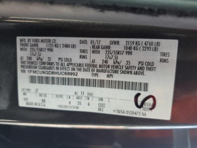 Продажа на аукционе авто 2017 Ford Escape Se, vin: 1FMCU9GD8HUC69992, номер лота: 69563925