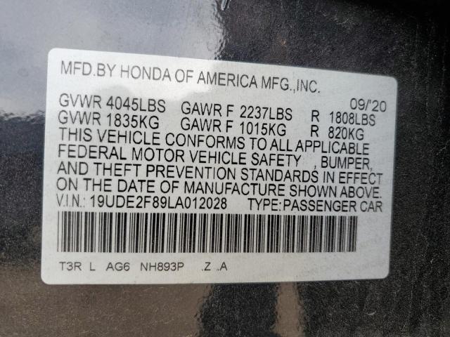 68431755 :رقم المزاد ، 19UDE2F89LA012028 vin ، 2020 Acura Ilx مزاد بيع