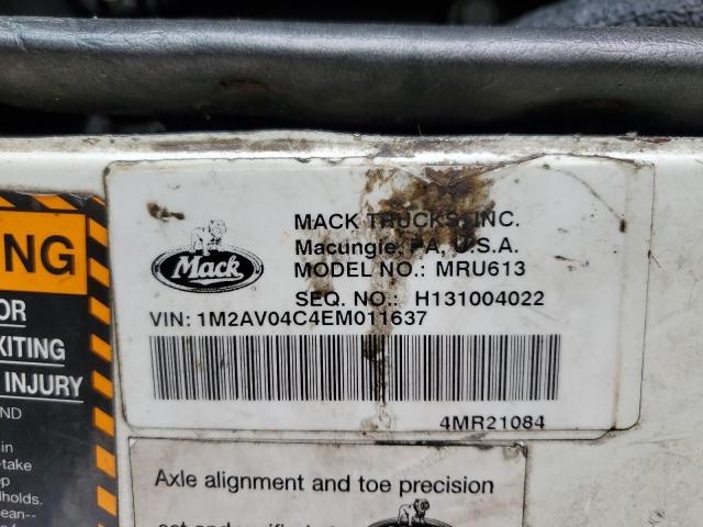 Продажа на аукционе авто 2014 Mack 600 Mru600, vin: 1M2AV04C4EM011637, номер лота: 68480535
