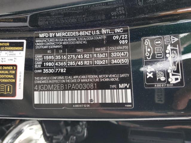 Aukcja sprzedaży 2023 Mercedes-benz Eqs Suv, vin: 4JGDM2EB1PA003081, numer aukcji: 69593255
