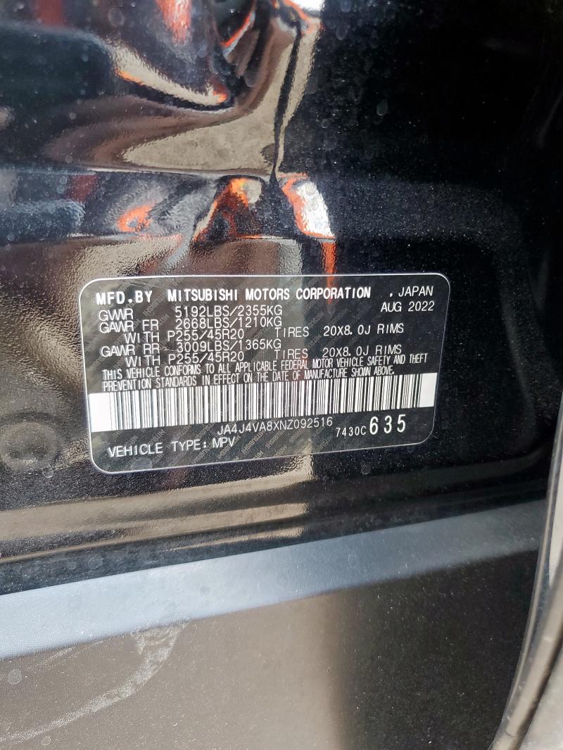 Продаж на аукціоні авто 2022 Mitsubishi Outlander, vin: JA4J4VA8XNZ092516, номер лоту: 69755025