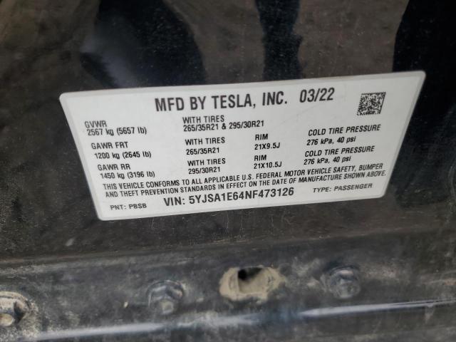 Продажа на аукционе авто 2022 Tesla Model S, vin: 5YJSA1E64NF473126, номер лота: 69663225
