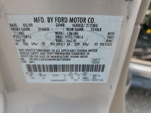 2009 Ford Escape მანქანა იყიდება აუქციონზე, vin: 1FMCU93G69KB79589, აუქციონის ნომერი: 67207745