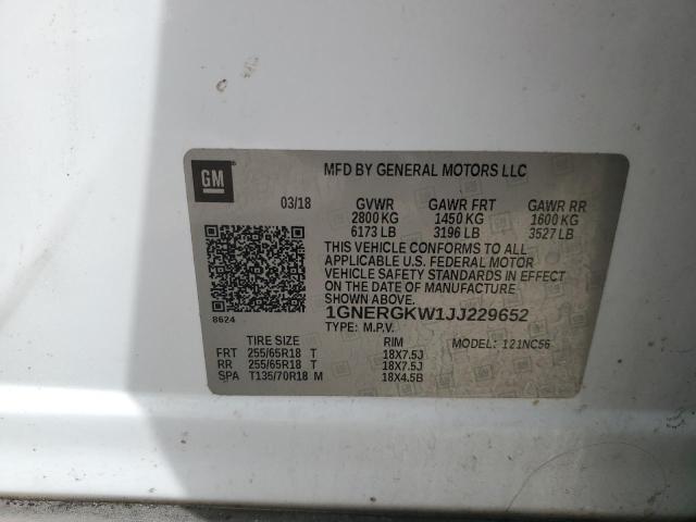 69706955 :رقم المزاد ، 1GNERGKW1JJ229652 vin ، 2018 Chevrolet Traverse L مزاد بيع