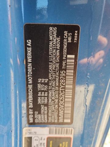 70912955 :رقم المزاد ، WMWSV3C52CTY28795 vin ، 2012 Mini Cooper مزاد بيع