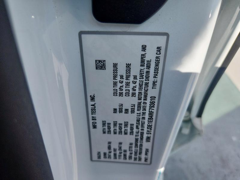 Продажа на аукционе авто 2024 Tesla Model 3, vin: 5YJ3E1EB4RF793610, номер лота: 69067825