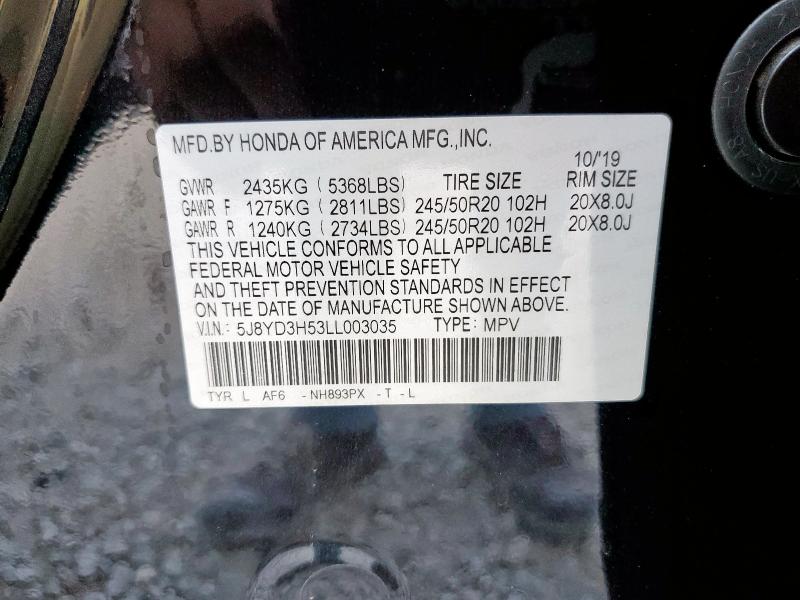 Aukcja sprzedaży 2020 Acura Mdx Techno, vin: 5J8YD3H53LL003035, numer aukcji: 70586455