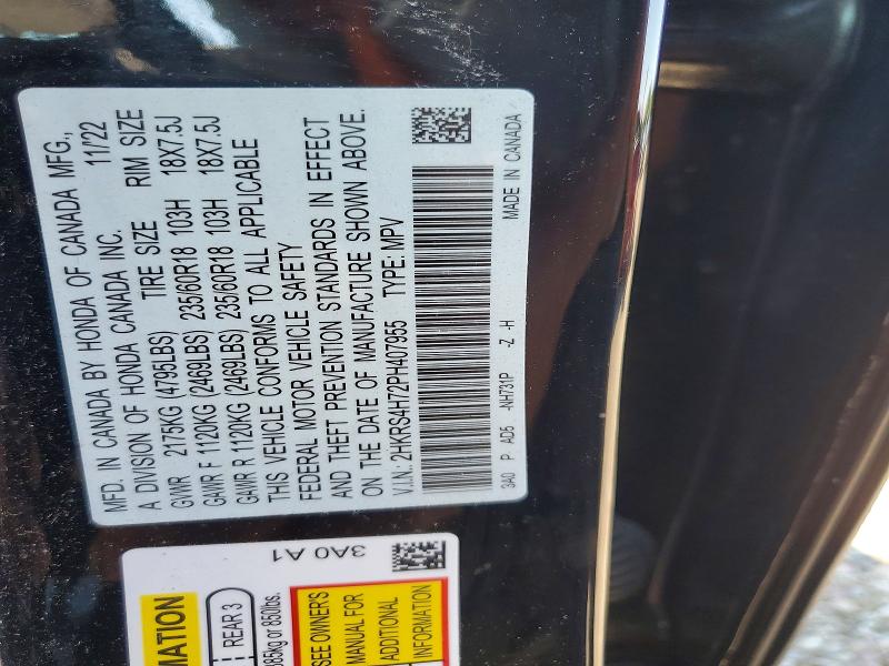 Aukcja sprzedaży 2023 Honda Cr-v, vin: 2HKRS4H72PH407955, numer aukcji: 63796376