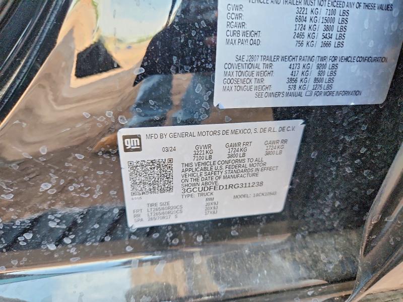 Продажа на аукционе авто 2024 Chevrolet Silverado, vin: 3GCUDFED1RG311238, номер лота: 64838566
