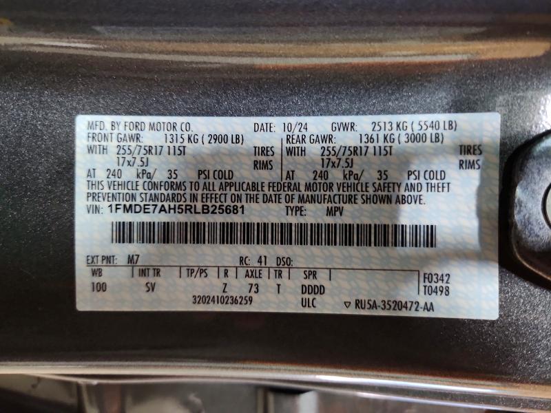 Продаж на аукціоні авто 2024 Ford Bronco, vin: 1FMDE7AH5RLB25681, номер лоту: 64608286