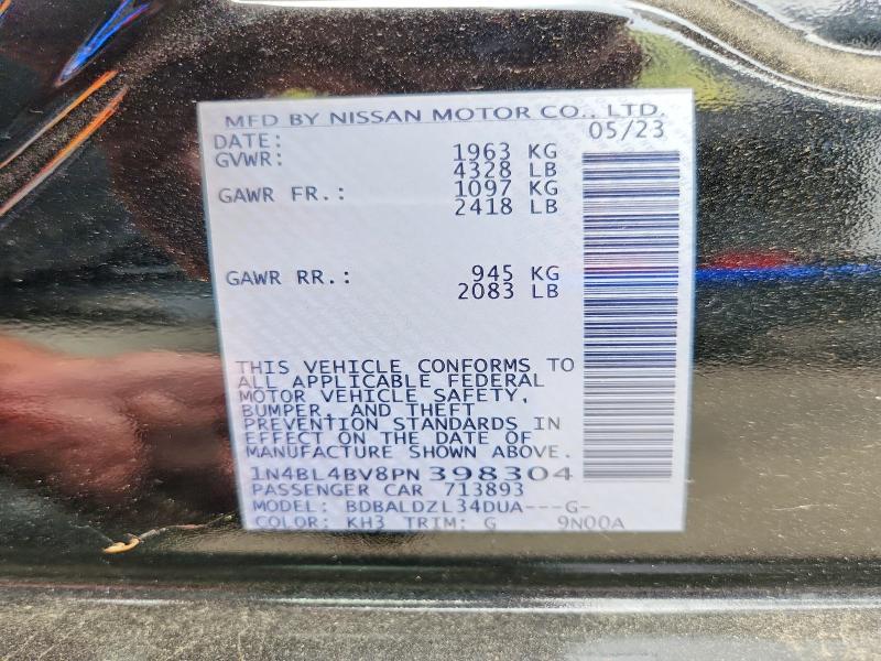 Aukcja sprzedaży 2023 Nissan Altima, vin: 1N4BL4BV8PN398304, numer aukcji: 66467536