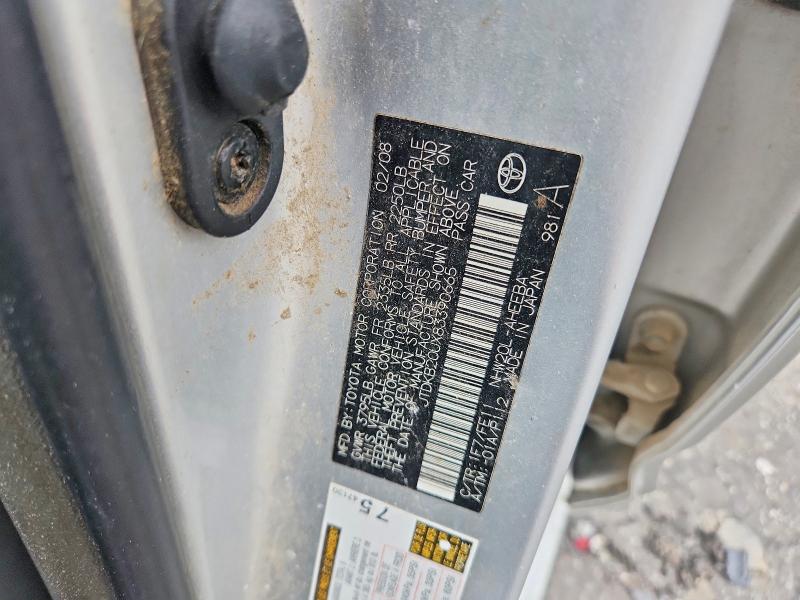63938386 :رقم المزاد ، JTDKB20UX83390665 vin ، 2008 Toyota Prius مزاد بيع