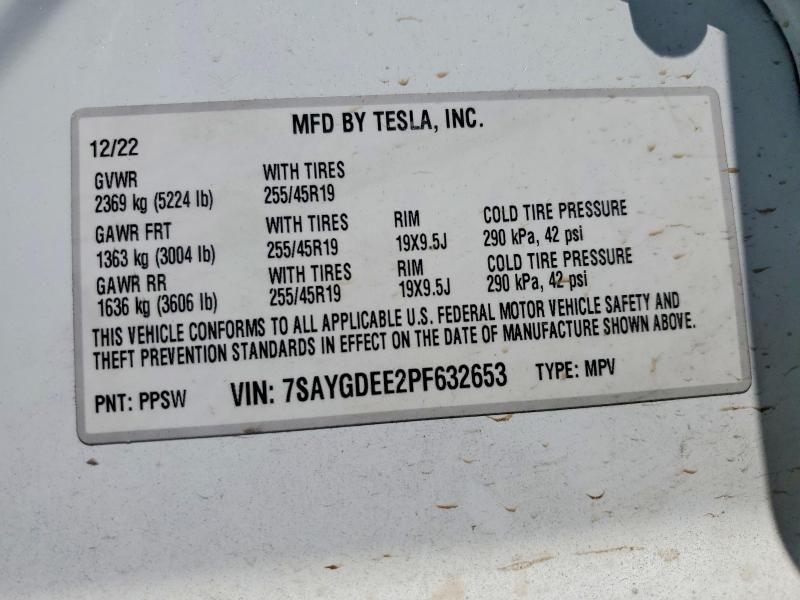Продажа на аукционе авто 2023 Tesla Model Y, vin: 7SAYGDEE2PF632653, номер лота: 64661916