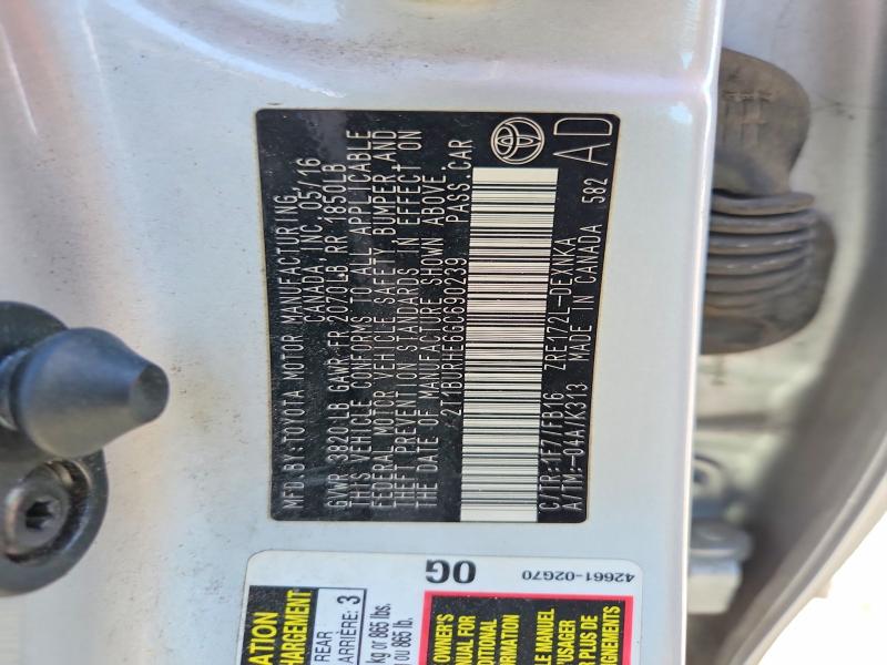 63669666 :رقم المزاد ، 2T1BURHE6GC690239 vin ، 2016 Toyota Corolla مزاد بيع