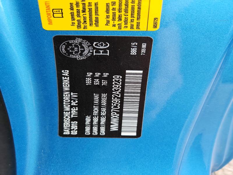 2015 Mini Cooper მანქანა იყიდება აუქციონზე, vin: WMWXP7C59F2A39239, აუქციონის ნომერი: 62720666